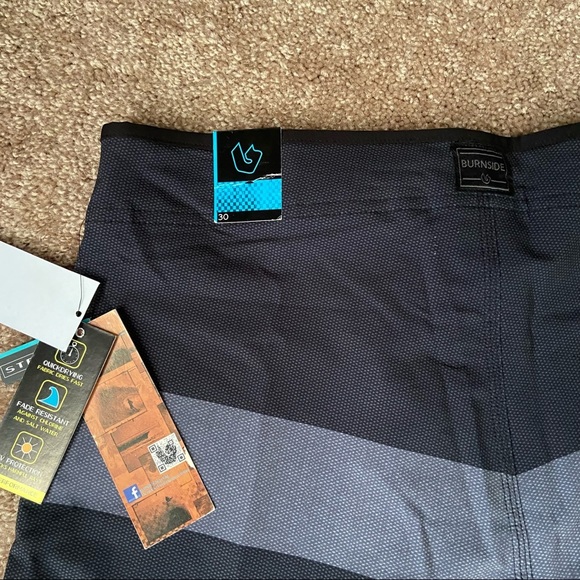 Burnside Board Shorts Striped Drawstring Swim Trunks - Picture 8 of 8